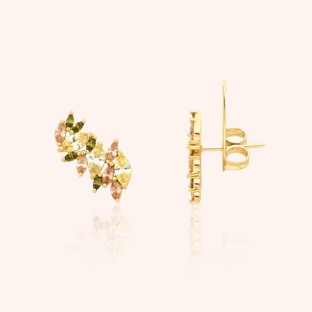 Crystal Blend Ear Cuff with Colored Cubic Zirconia — 18k Gold Plated