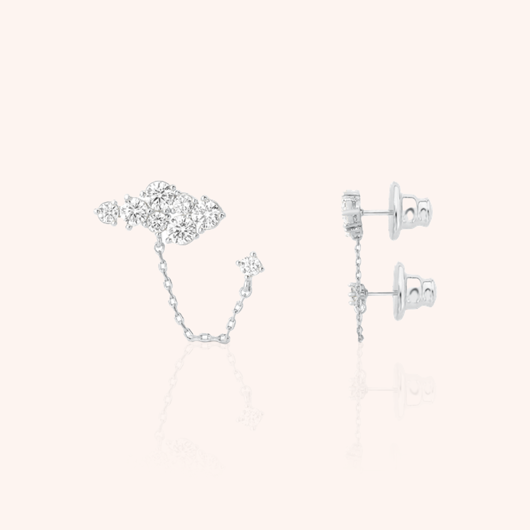 Crystal Cluster Ear Line — Rhodium Plated