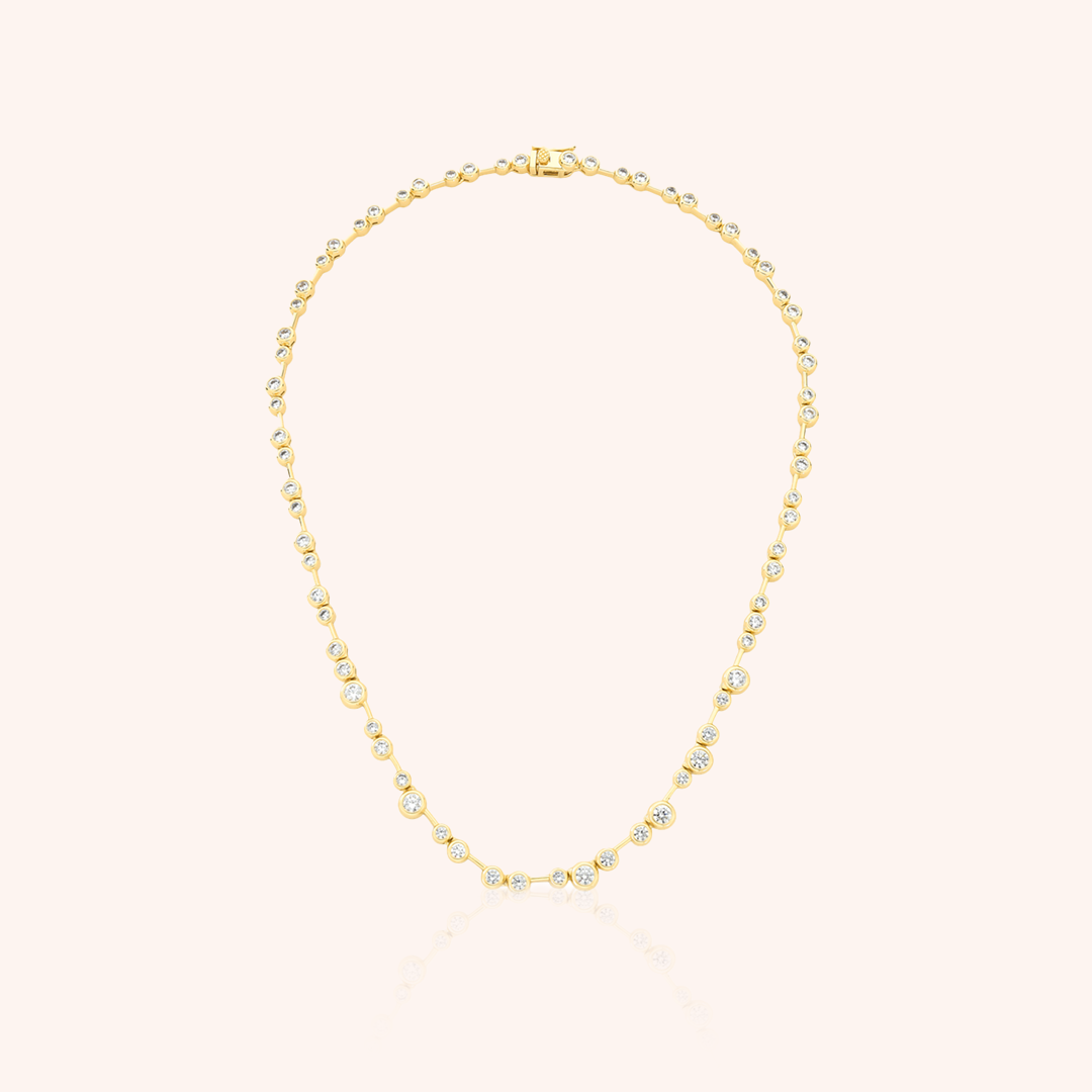 Crystal Line Short Necklace — 18k Gold Plated