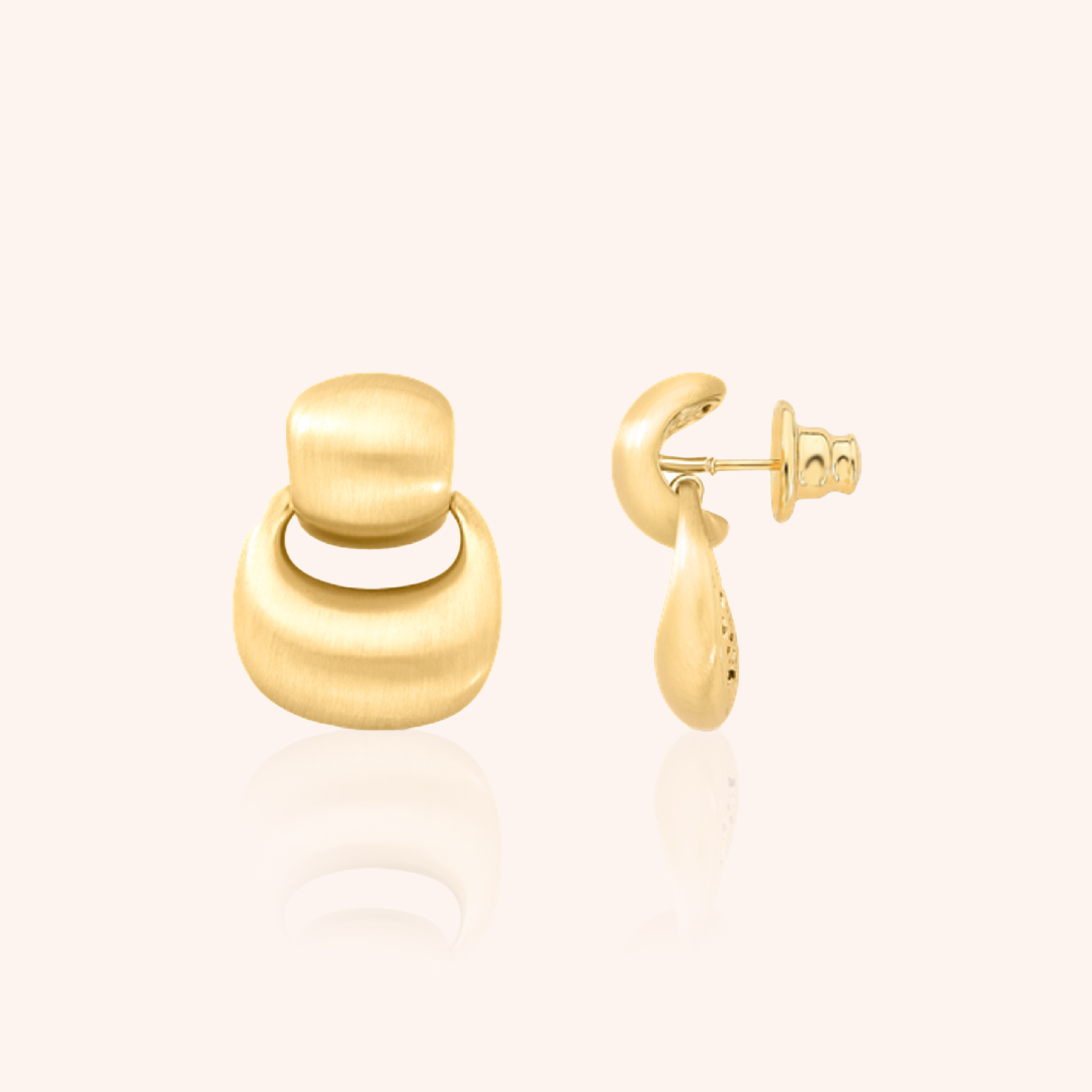Geometric Matte Stud Earring — 18k Gold Plated