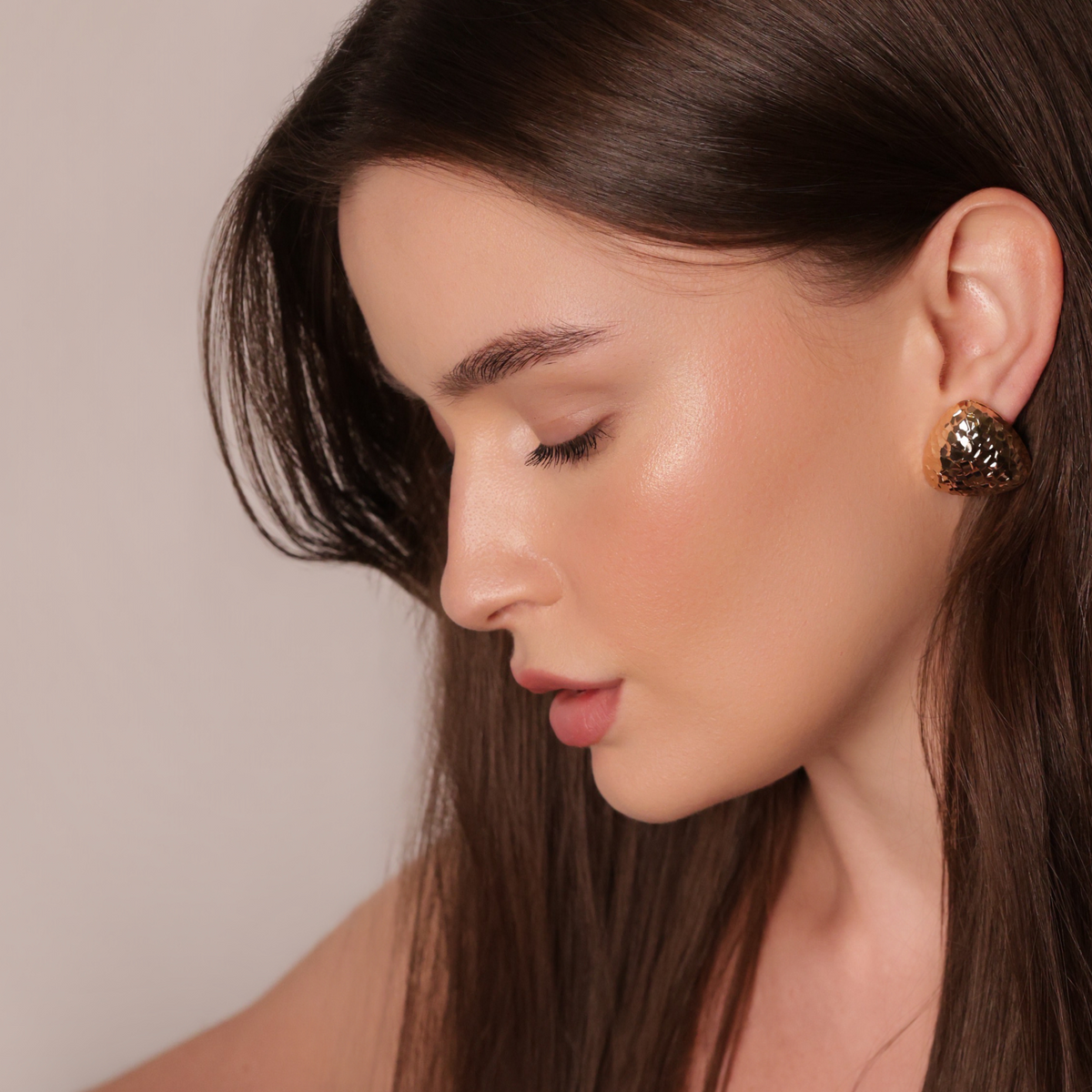 Mosaic Round Stud Earring — 18k Gold Plated