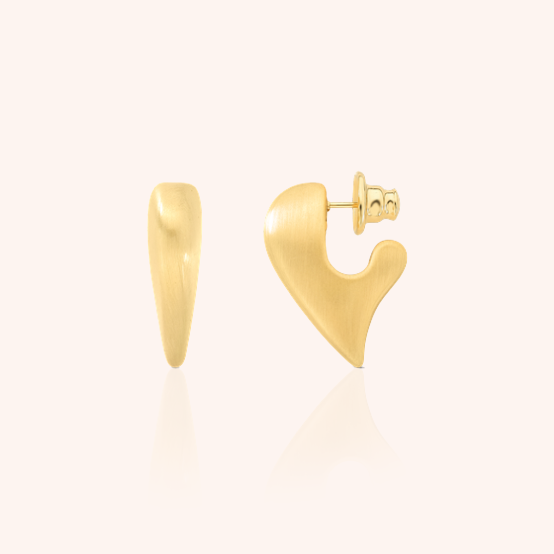 Velvet Heart Hoop Earring, Matte — 18k Gold Plated