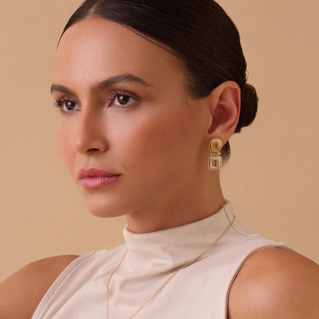 Structure Long Earring — Mixed Plating