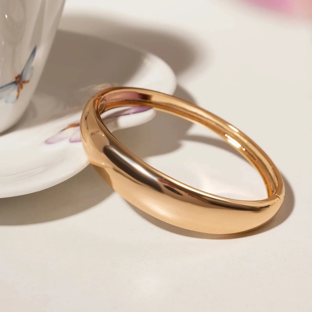 Wide Smooth Bangle - 18k Gold Plated