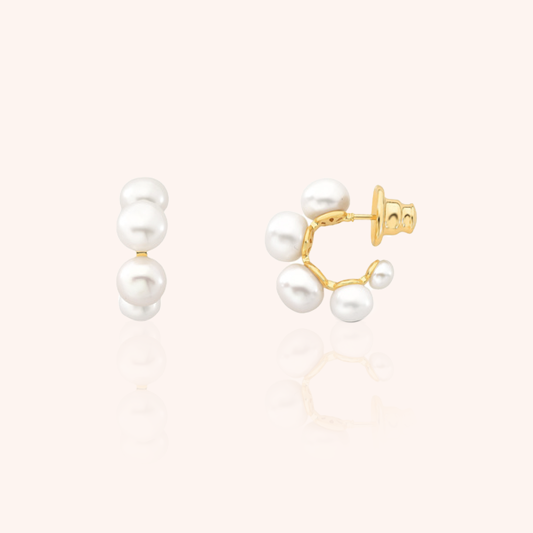 Bubble Shell Half Hoop Earring, Medium — 18k Gold Plated