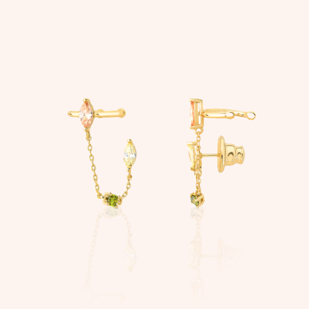 Crystal Blend Ear Line with Colored Cubic Zirconia — 18k Gold Plated