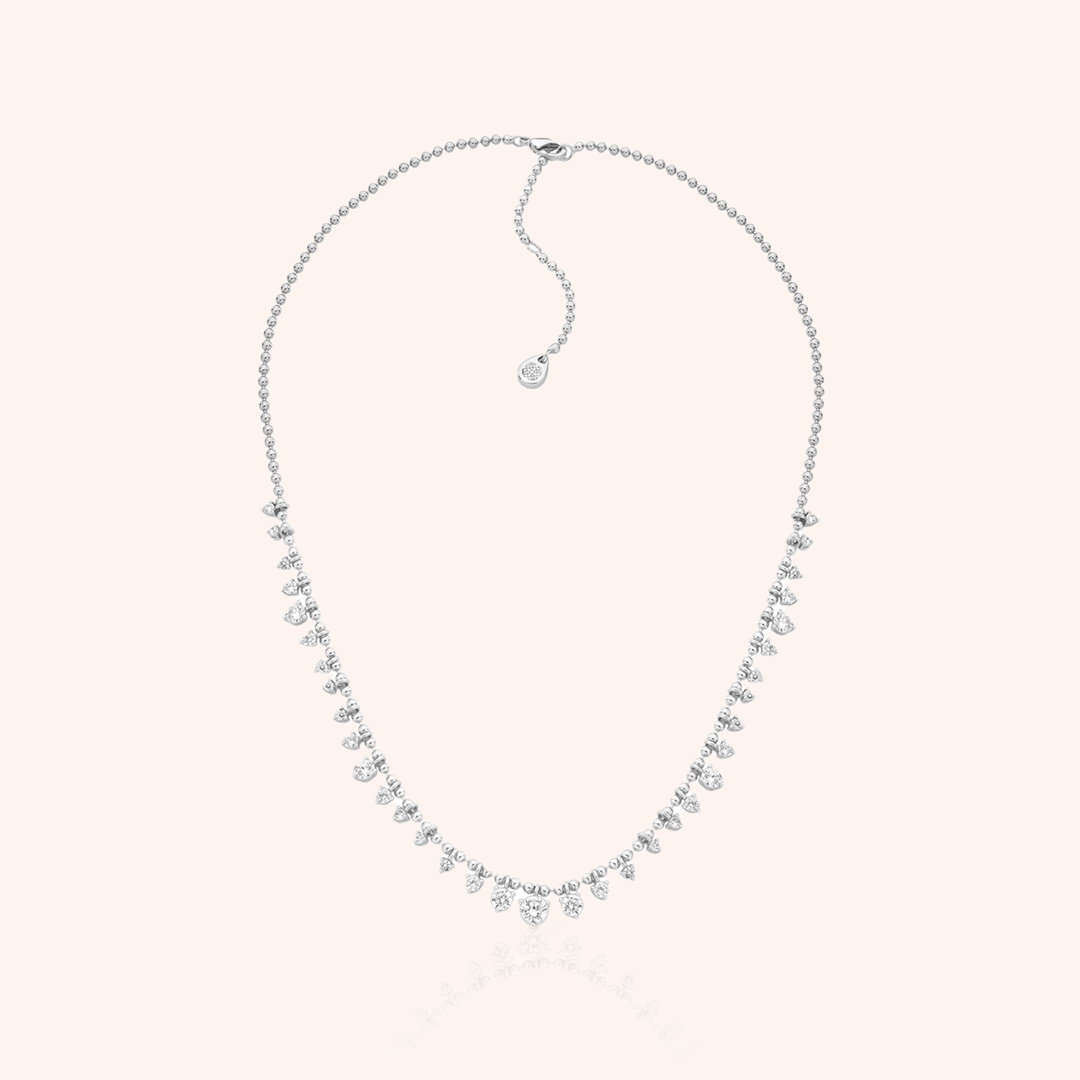 Crystal Cluster Short Necklace — Rhodium Plated