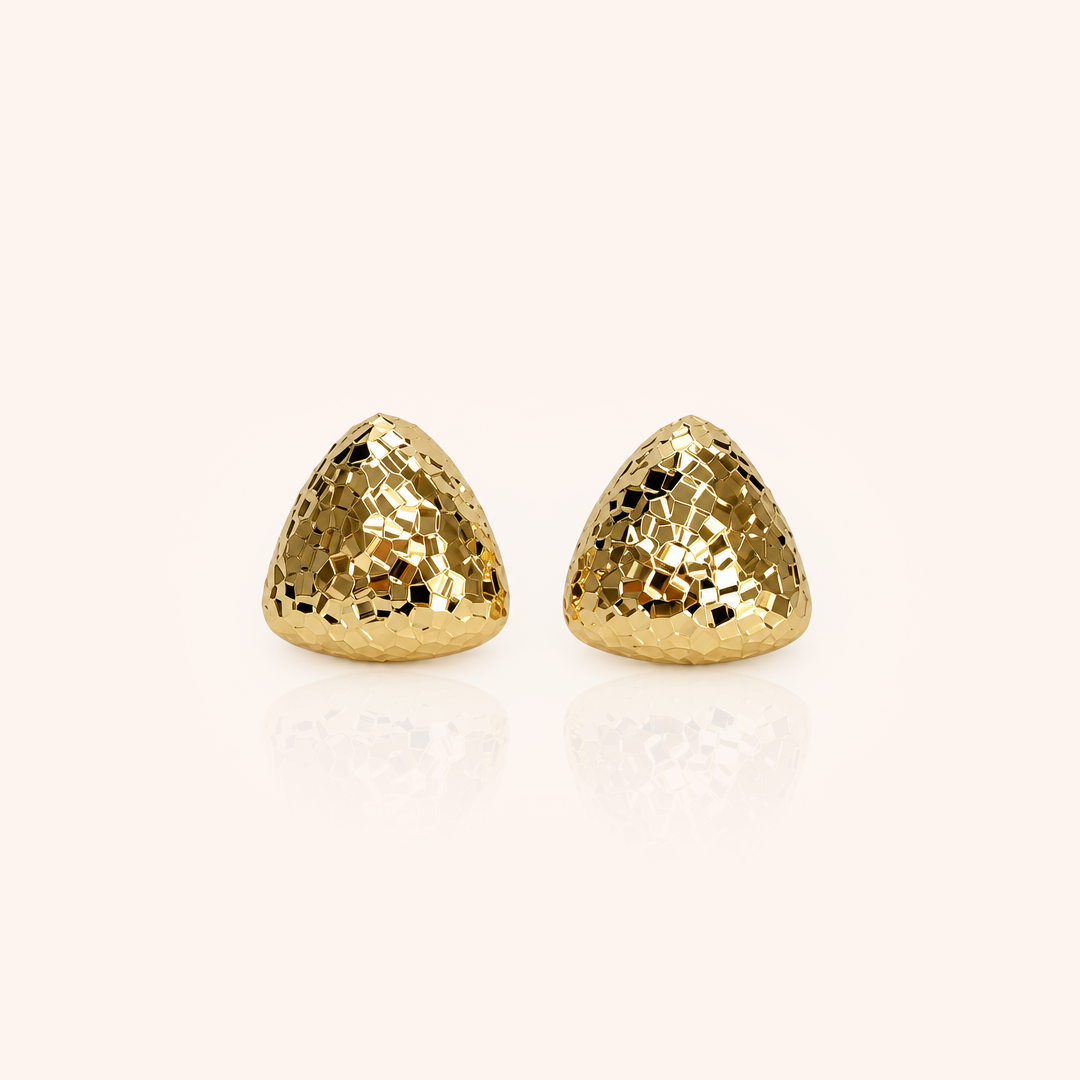Mosaic Round Stud Earring — 18k Gold Plated