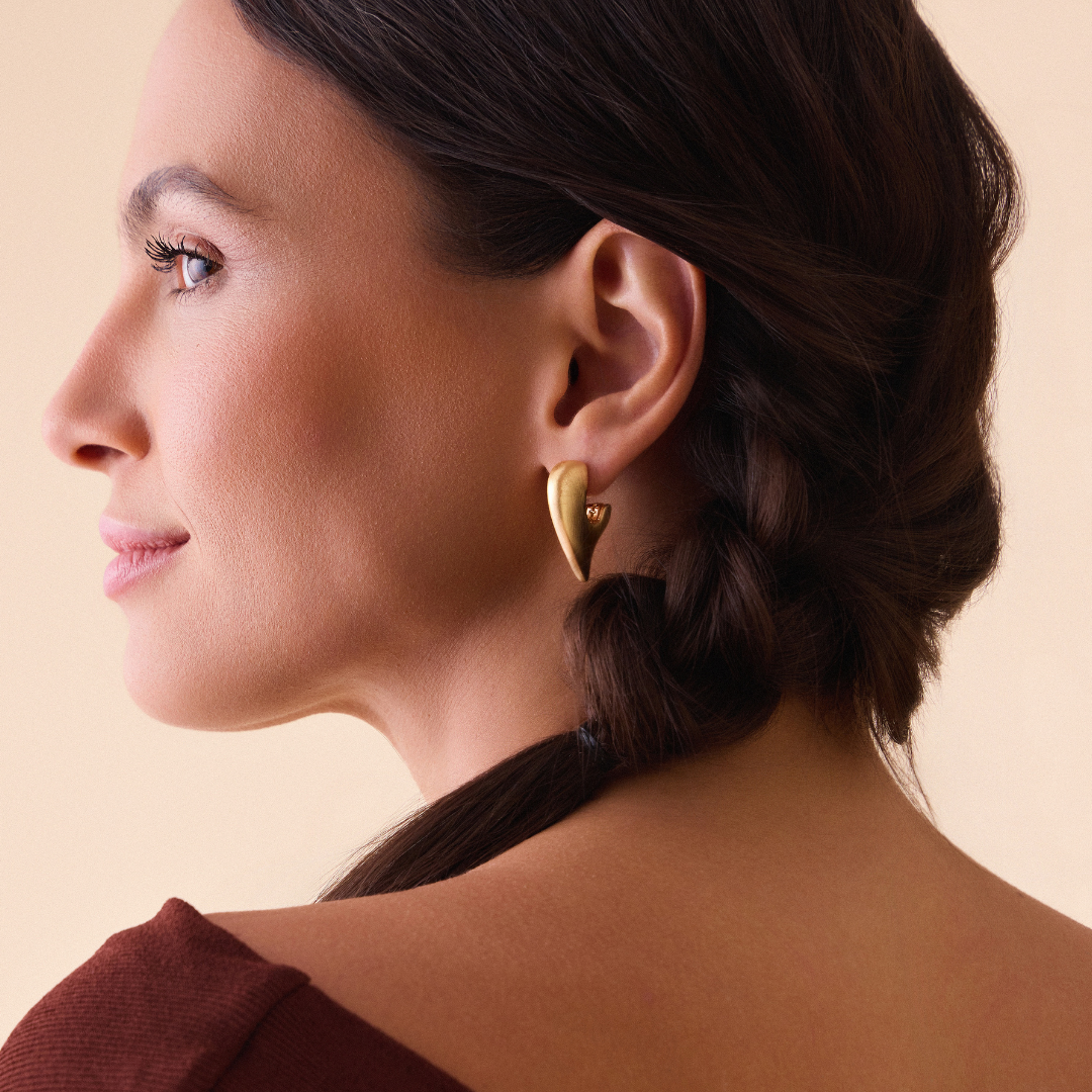 Velvet Heart Hoop Earring, Matte — 18k Gold Plated