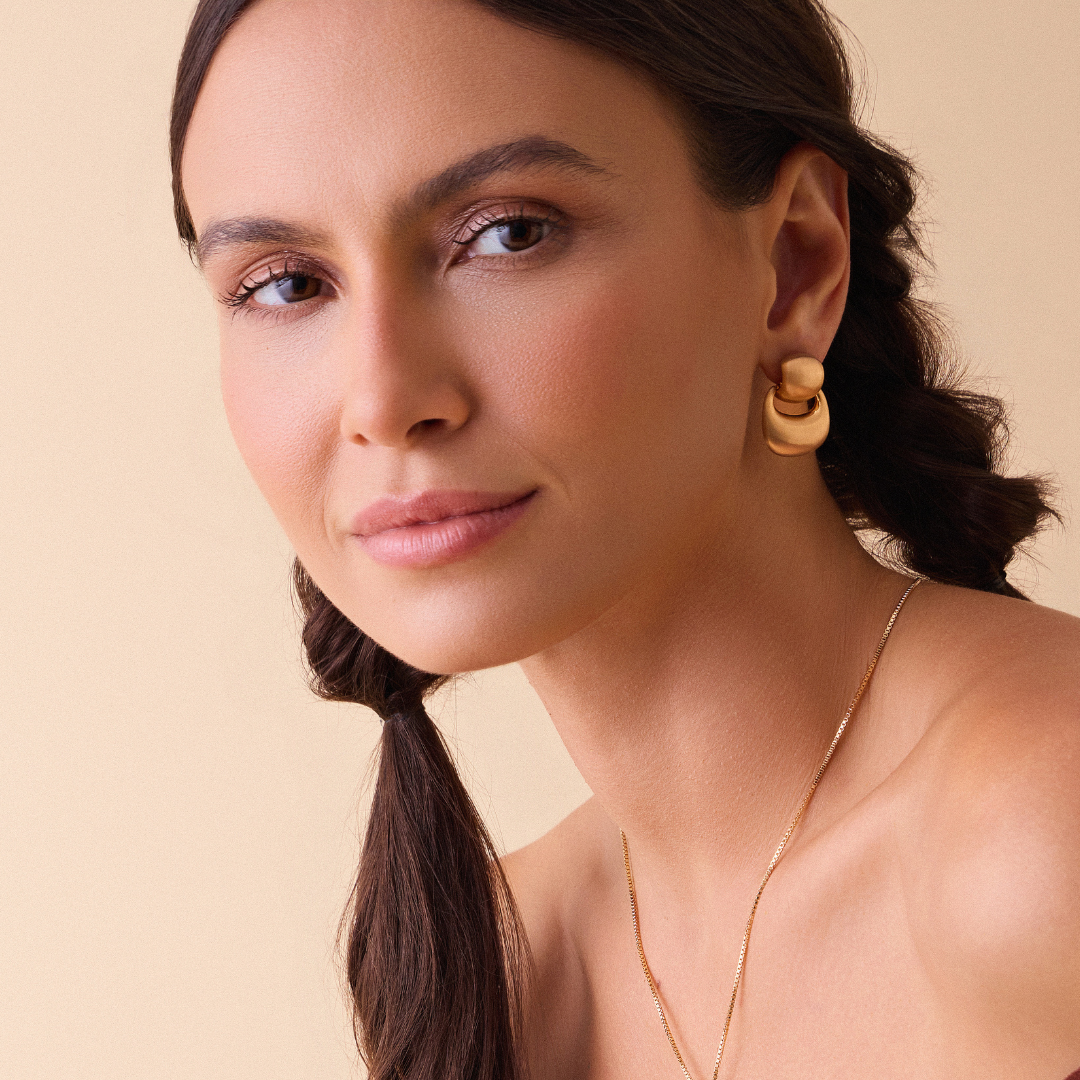 Geometric Matte Stud Earring — 18k Gold Plated