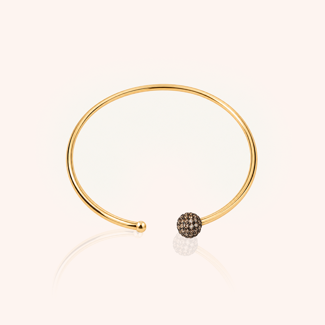 Sphere Bangle 8mm Set with Champagne Cubic Zirconia - 18k Gold Plated