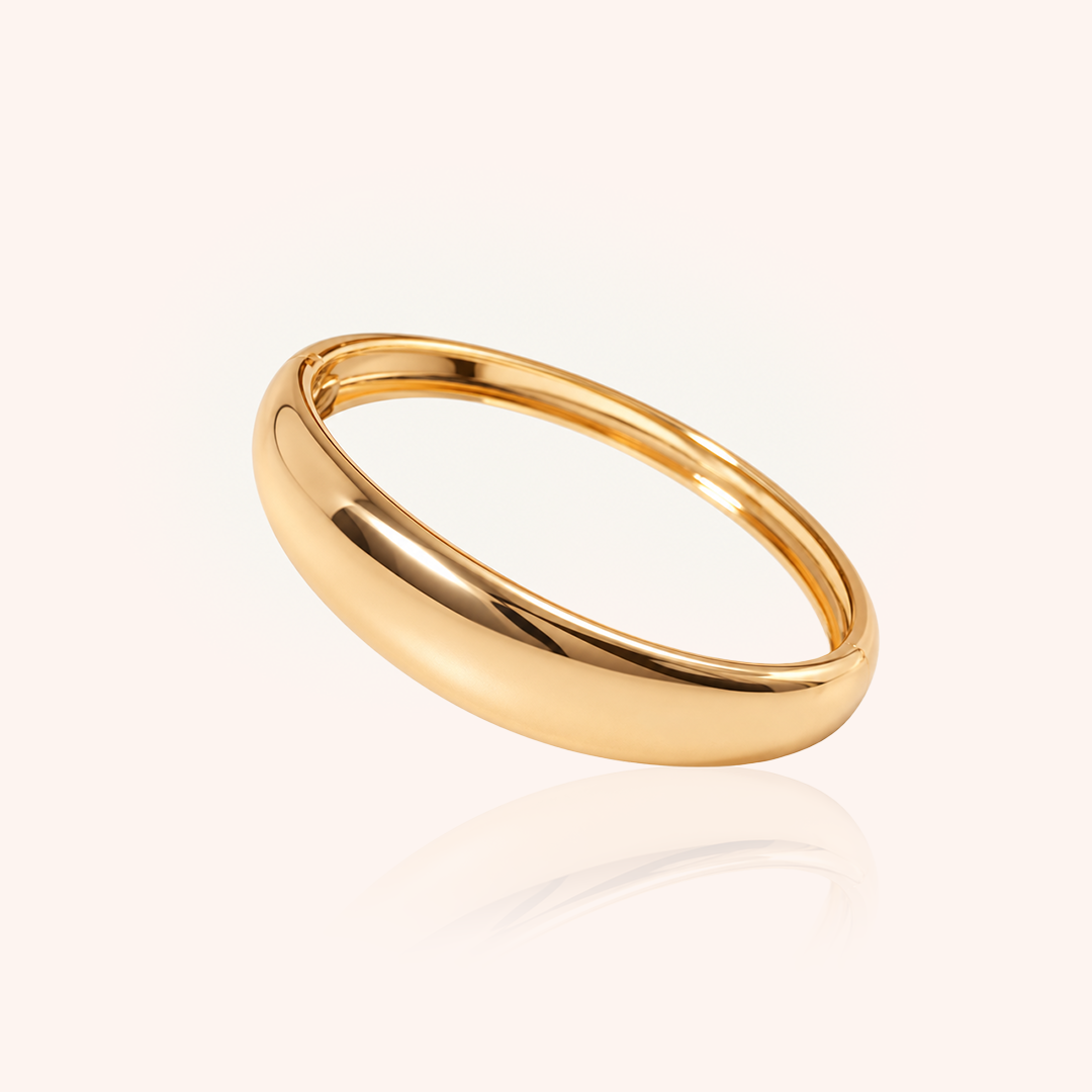 Wide Smooth Bangle - 18k Gold Plated