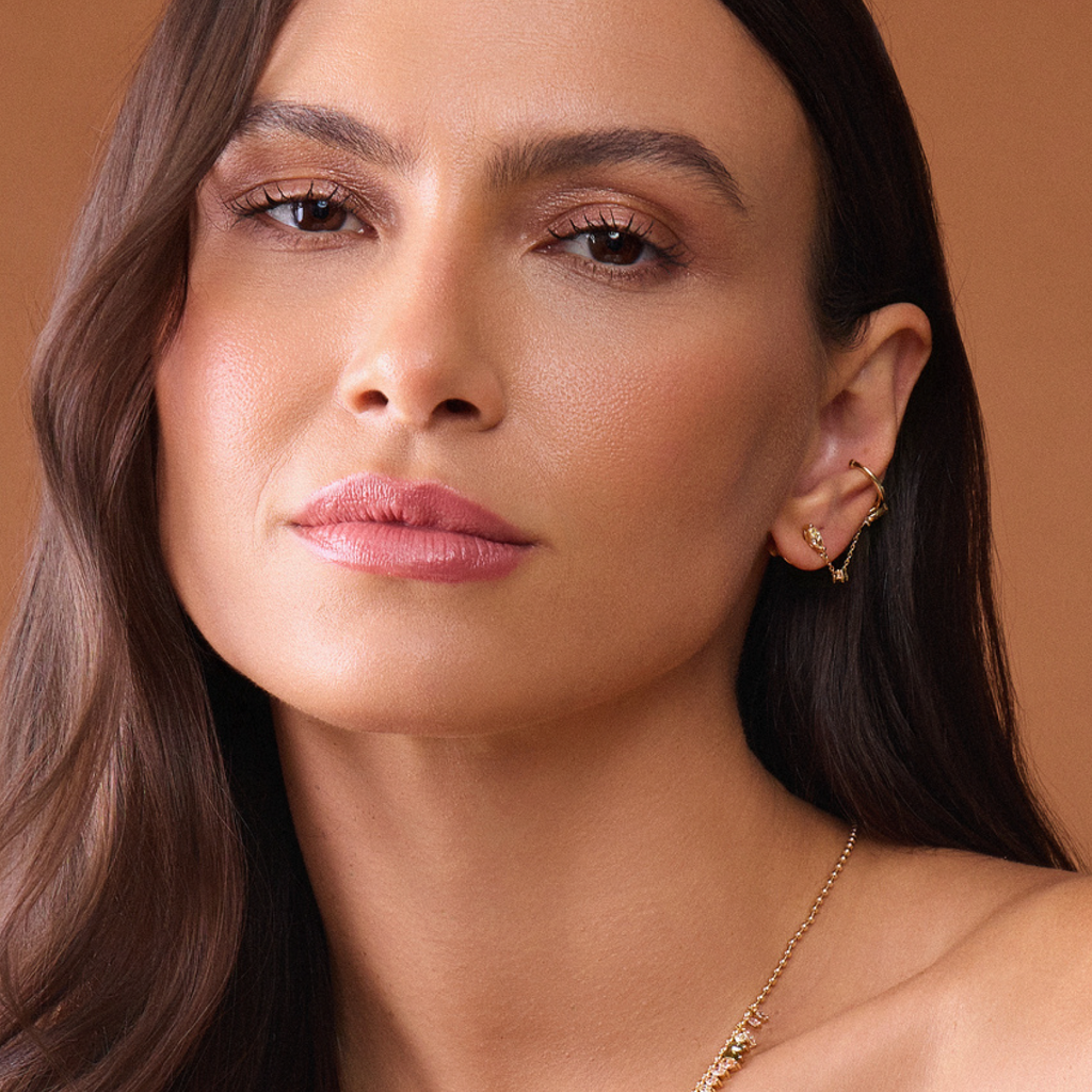 Crystal Blend Ear Line with Colored Cubic Zirconia — 18k Gold Plated