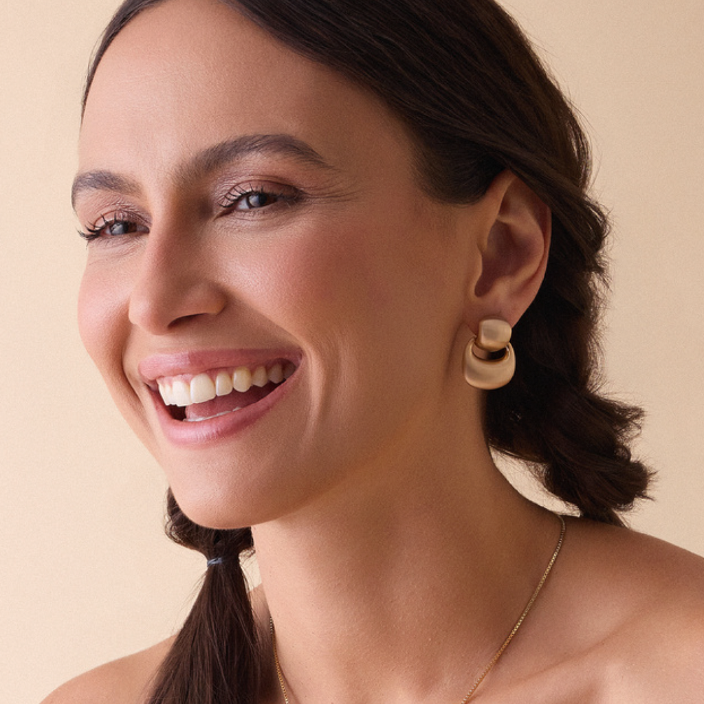 Geometric Matte Stud Earring — 18k Gold Plated